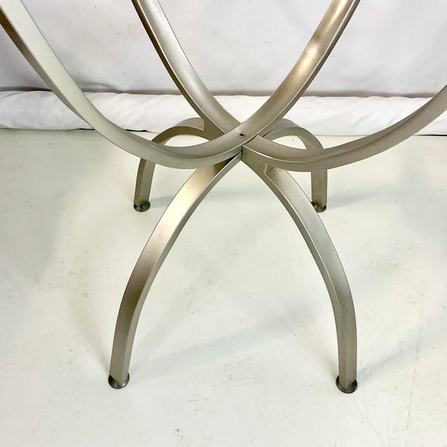 Platinum Late 20th C. Contemporary Modern Aluminum Barstool-Height Dining Table For Sale - Image 8 of 14