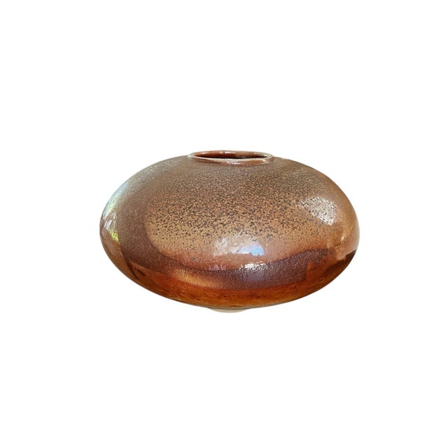 Early 21st Century Boho Signed Studio Pottery Vase, Large Organic Modern Ceramic Vessel, Earth Tone Glaze, 13” Wide For Sale In Naples, FL - Image 6 of 12