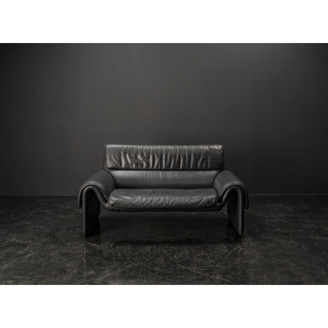 Wood DS 2011-12 Sofa in Blue Leather from de Sede, 1980s For Sale - Image 7 of 17