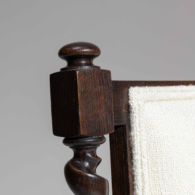 Wood 19th Century France Jacobean Cream Wood Armchair For Sale - Image 7 of 10