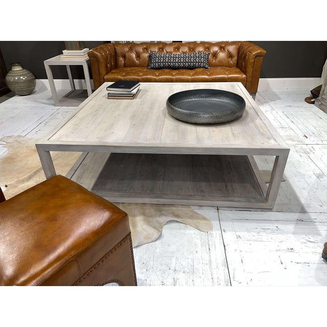 Contemporary Coastal Style Large Square Coffee Table For Sale - Image 3 of 13