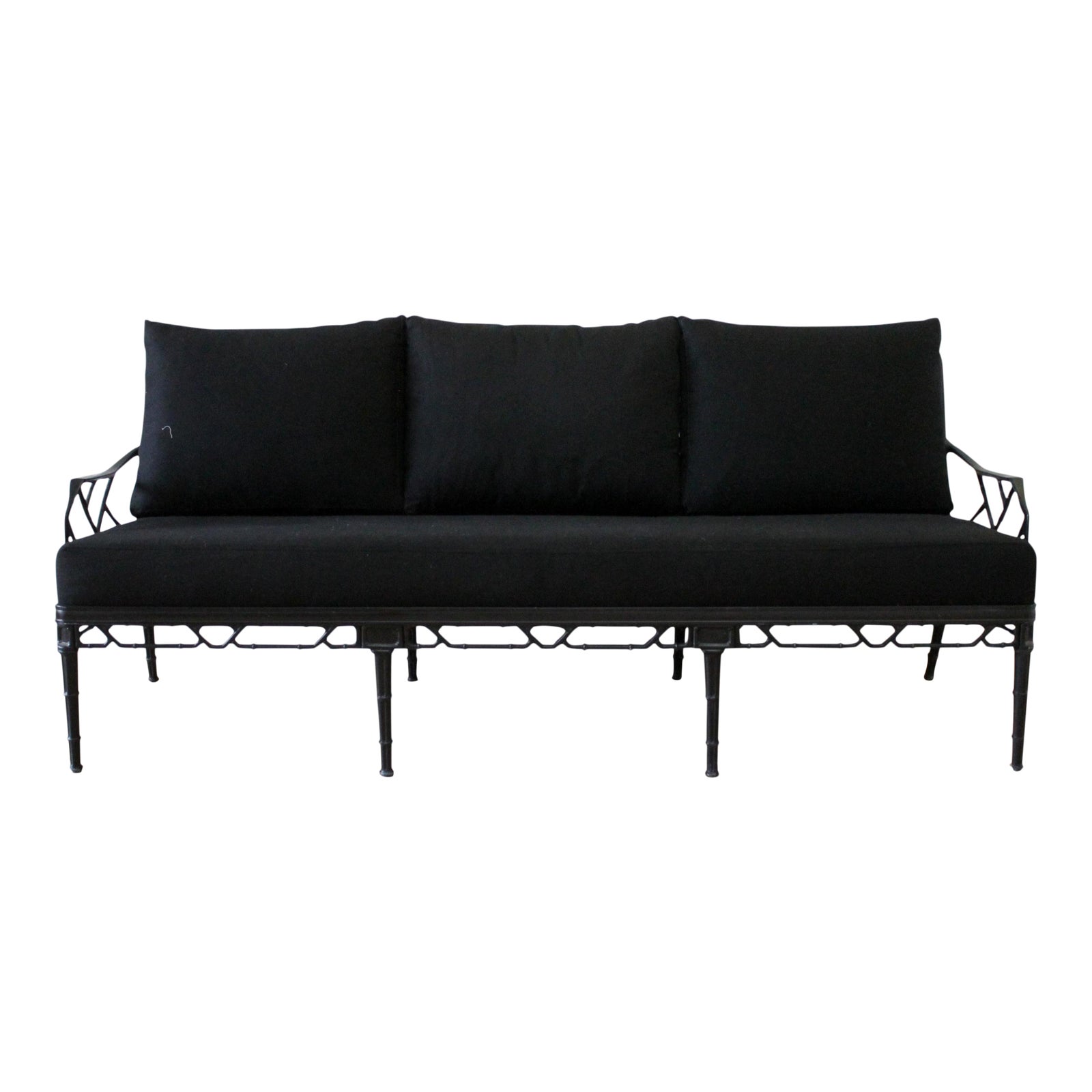 Vintage Brown Jordan Calcutta Sofa With Black Sunbrella Cushions