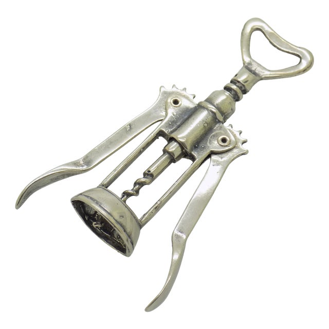 Vintage Italian Handmade Genuine Silver Corkscrew from Arezzo Tuscany, 1970s For Sale