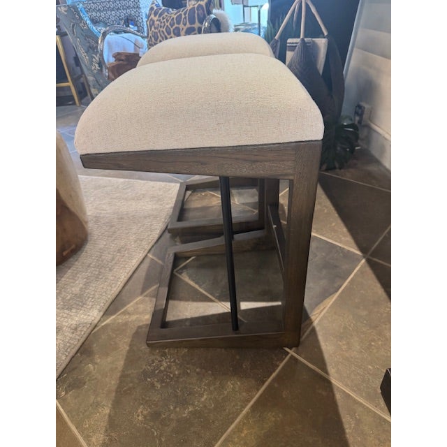 Modern Contemporary Finn Barstools Attributed to Four Hands Set of 2 For Sale - Image 3 of 8