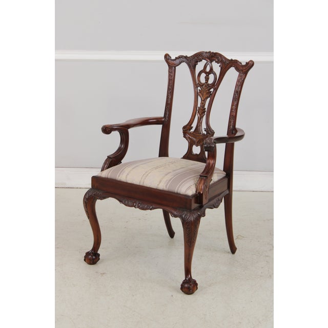 2010s Set of 6 Maitland Smith Chippendale Mahogany Dining Room Chairs For Sale - Image 5 of 18