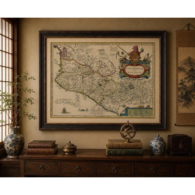 Antique Map of Southern Mexico & New Galicia, Janssonius, Amsterdam, 1650s For Sale - Image 10 of 11