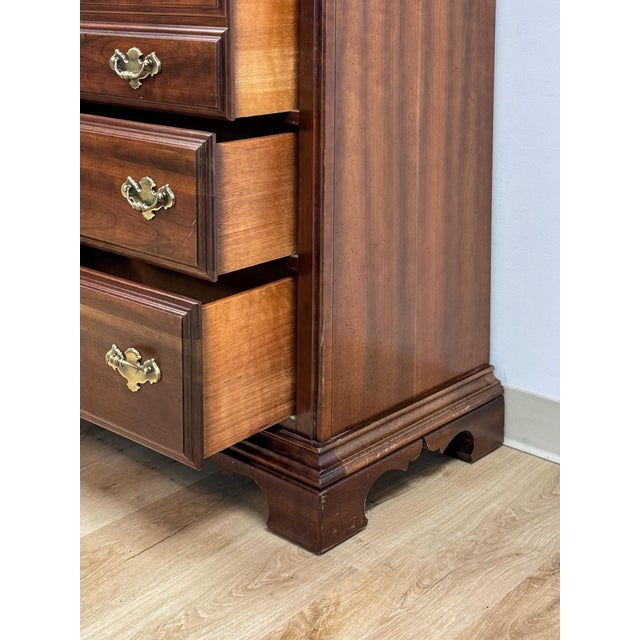 Vintage Tallboy Dresser American Drew Five Drawer Highboy Bedroom Chest For Sale - Image 13 of 18