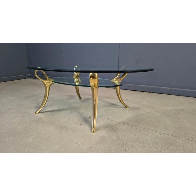 Brass and Glass Coffee Table, 1970s For Sale - Image 10 of 13