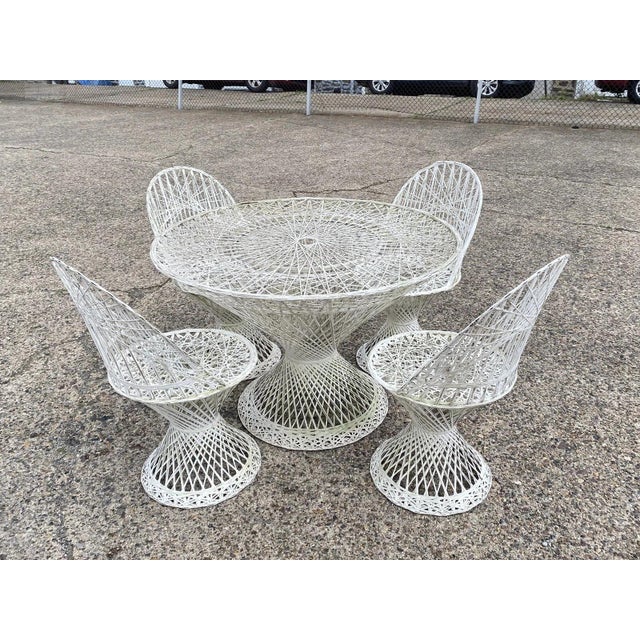 Vintage Russell Woodard Mid Century Modern Spun Fiberglass Patio Dining Set 5 Pc For Sale - Image 12 of 12