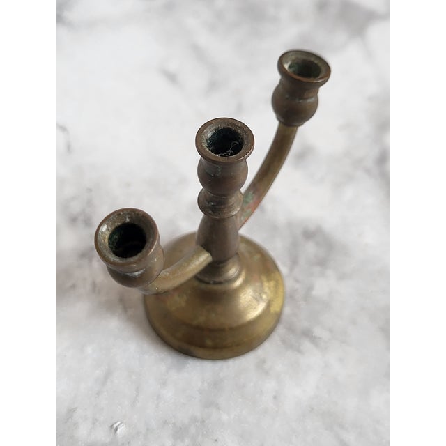 Traditional Colonial American vintage brass candelabra. A perfect gift for a miniature or doll house furniture collector.