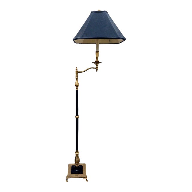 1980s English Traditional Frederick Cooper Charlotte II Brass Swing Arm Floor Lamp For Sale