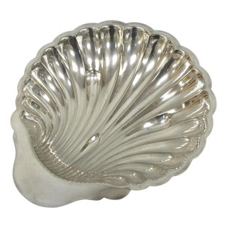 Vintage Mid Century Modern Large Silver Plated Clam Shell Serving Dish Platter For Sale