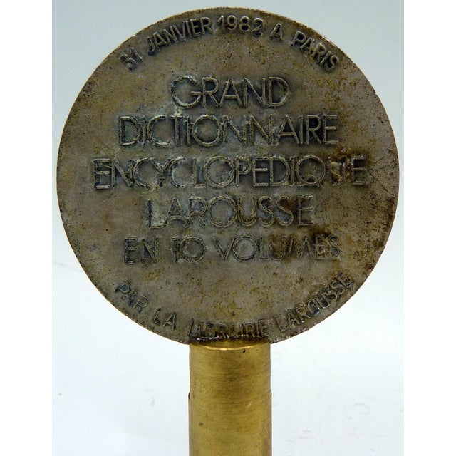 Art Nouveau Late 20th Century French Lamp Finial Larousse Commemorative Medallion For Sale - Image 3 of 3