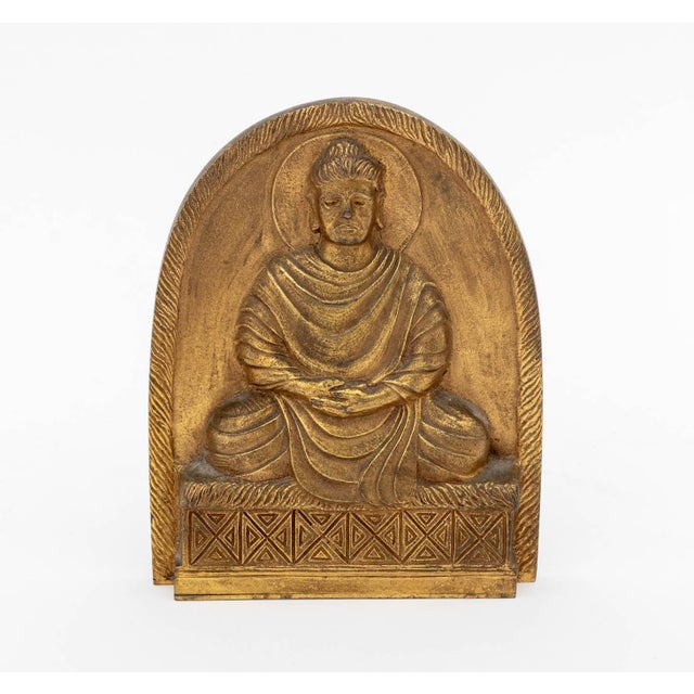 Bronze Tiffany Studios Buddha Gilt Bronze Bookends, Pair For Sale - Image 8 of 9