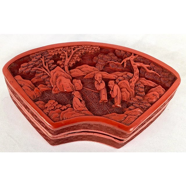 Paint Vintage Chinese Cinnabar Lacquer Box For Sale - Image 7 of 7