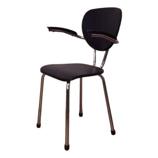 Chrome and Black Leathette Office Chair, 1950s For Sale