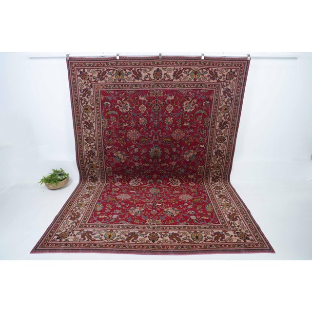 1970s Vintage Persian Handmade Wool 8x11 Red Area Rug For Sale - Image 10 of 11