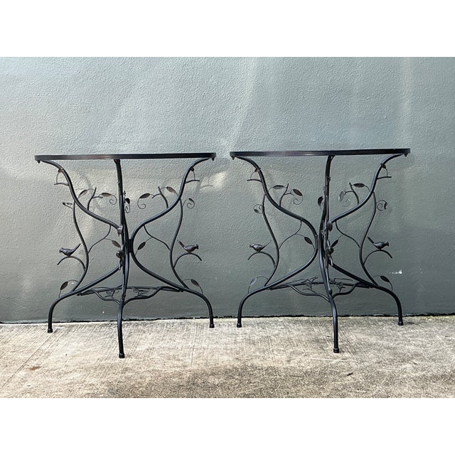 Vintage Sculptural Metal Demilune Console Tables - A Pair For Sale - Image 11 of 13