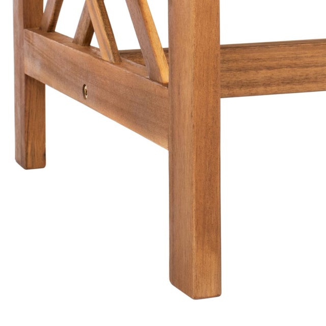 Wood Fontana 4-Piece Outdoor Set, Natural/Navy Cushion With Blue & White Mosaic Pillows For Sale - Image 7 of 10