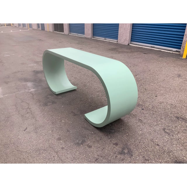 Mid-Century Modern Mid Century Modern Waterfall Style Console Sea Foam Green For Sale - Image 3 of 9