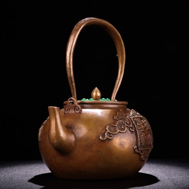 Late 19th Century Copper Teapot With Gemstone Inlays, 1.1kg For Sale - Image 4 of 9