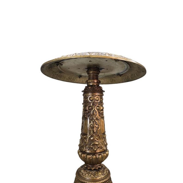 Antique Rococo Revival Style Bronze and Marble Pedestal Stand &nbsp; An elegant antique Rococo Revival pedestal stand,...