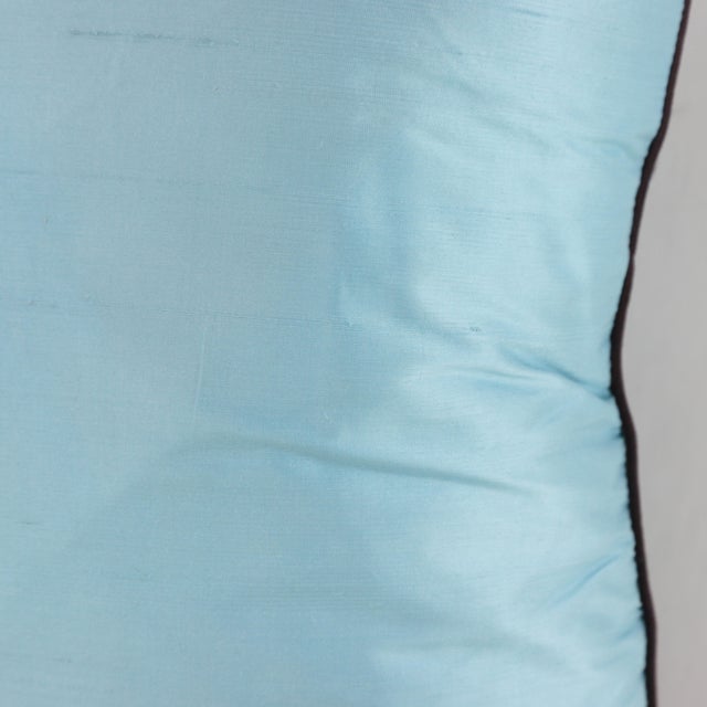 Vintage-Inspired Blue & Gray Damask Pillow For Sale - Image 9 of 10