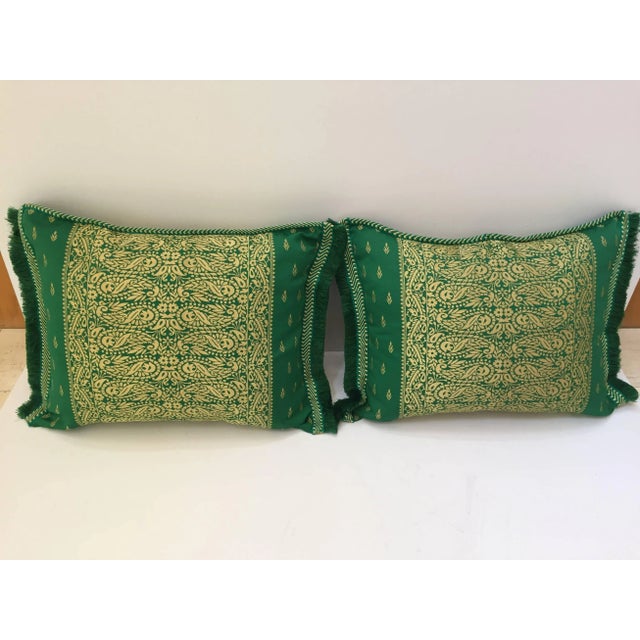 Large Moroccan Green Throw Pillows - a Pair For Sale - Image 4 of 12