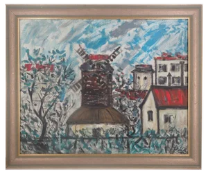 Edgar Stoebel, Montmartre, Le Moulin De La Galette, Oil on Canvas