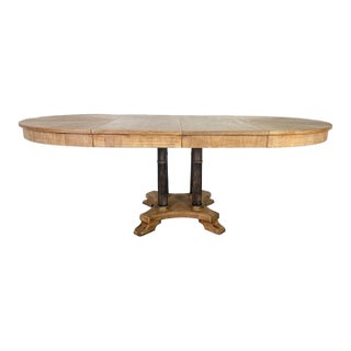 Vintage Expandable Round-to-Oval Dining Table With Pedestal Base For Sale
