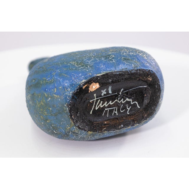 Fantoni Marcello Fantoni Vase C. 1950s Signed Modernist Textured Volcanic Glazed Ceramic For Sale - Image 4 of 5