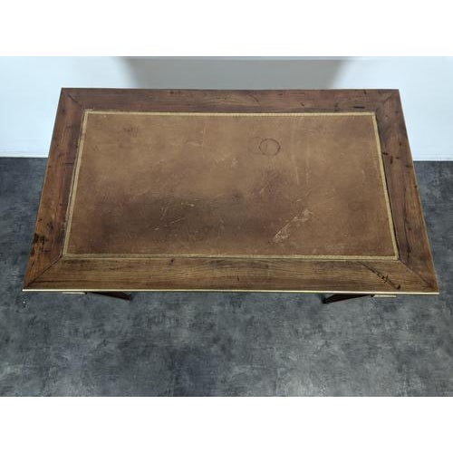 Louis XVI Style Flat Desk in Cherrywood and Leather For Sale - Image 3 of 10