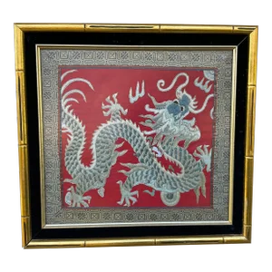 Chinese Dragon, Framed Silk Textile Embroidery