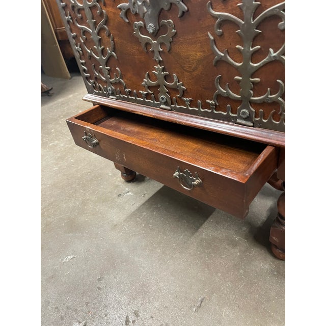 Late 20th Century Vintage Tudor Style Wood and Iron Trunk on Stand For Sale - Image 9 of 12
