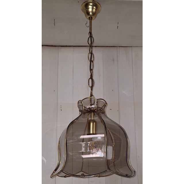 Vintage German Ceiling Lamp with Tinted Curved Glass Panes by Martin Müller & Co, 1980s For Sale - Image 6 of 8