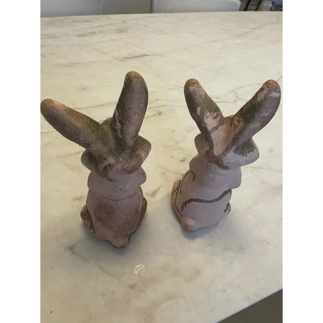 Pair of vintage antique papier mache rabbits for easter or kid's room.