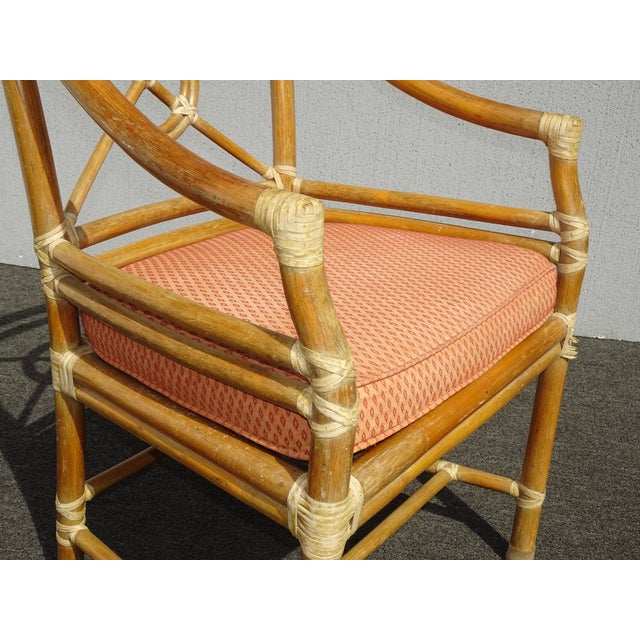 Vintage McGuire Mid Century Target Back Bamboo Arm Chair ~Dining Chair W Leather For Sale In Los Angeles - Image 6 of 12