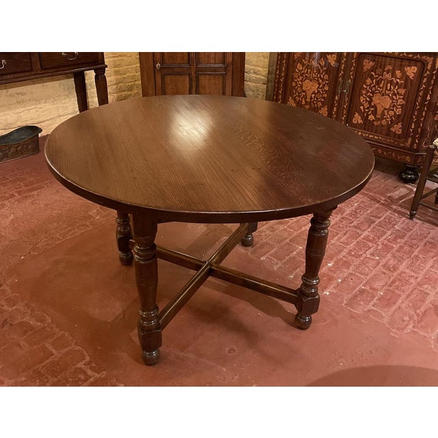 Louis XIII Round Oak Table For Sale - Image 9 of 9