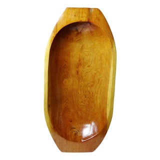 Large Vintage Moroccan Wooden Bowl For Sale
