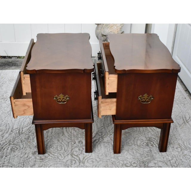 1960s Vintage Lane Pair of Diminutive Chippendale Style Mahogany Two Drawer Chest of Drawers For Sale - Image 5 of 11