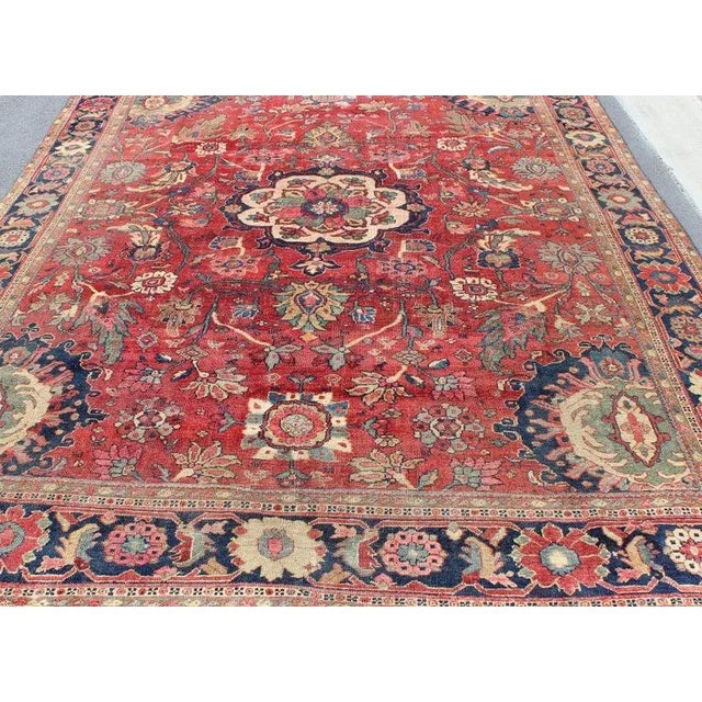 Antique Persian Sultanabad Rug in Red, Blue, Green and Large Scale Florals For Sale In Atlanta - Image 6 of 13