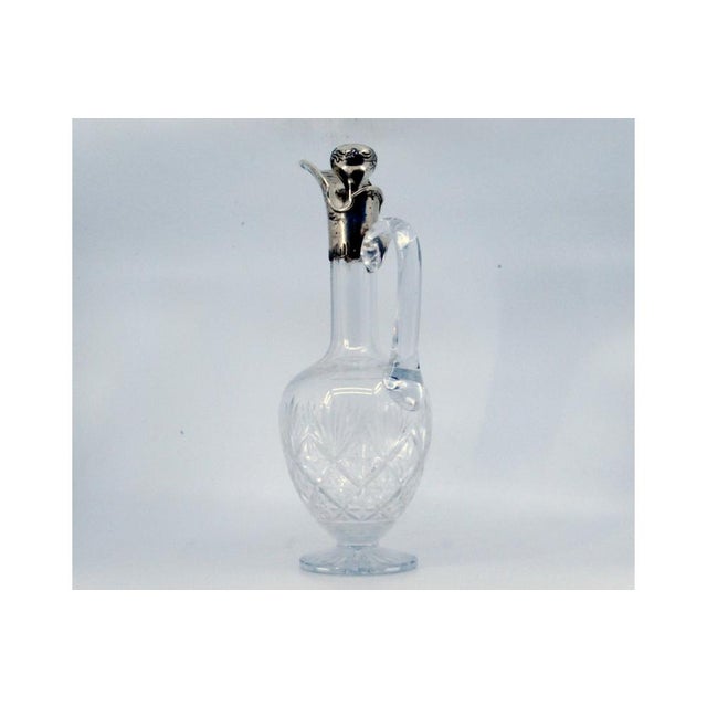 Glass Jug with Glass Handle, Neck and Removable Silver Lid For Sale - Image 3 of 11
