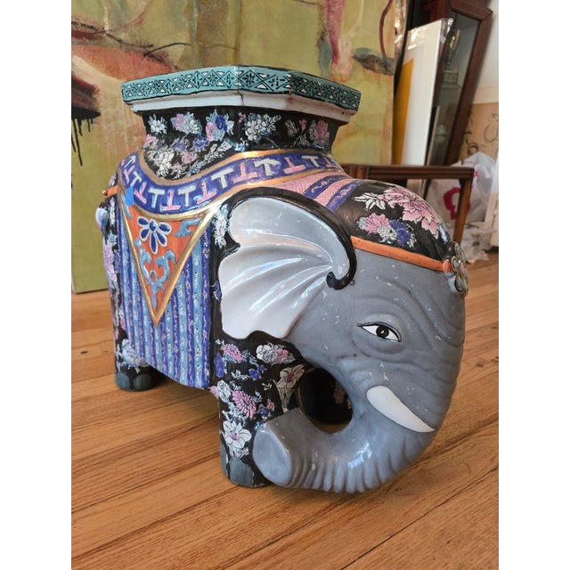 Aqua Mid Century Modern Hollywood Glamour Chinese Elephant For Sale - Image 8 of 11