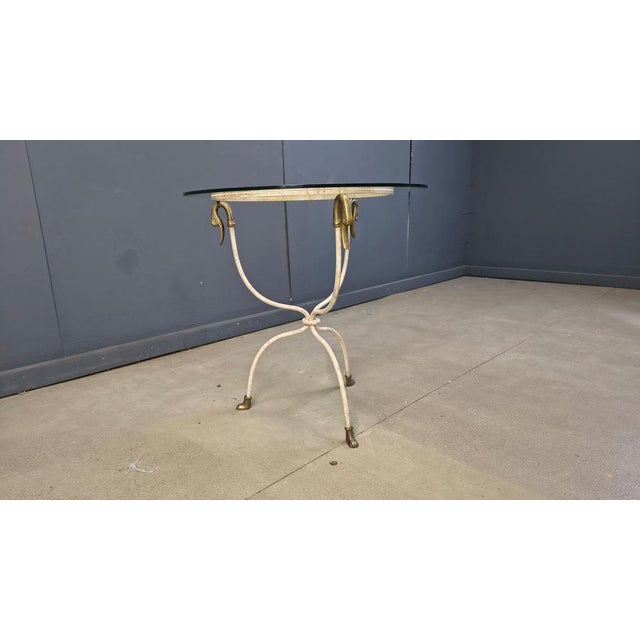 Hollywood Regency Mid-Century Italian Swan Side Table with Glass, 1970s For Sale - Image 3 of 10