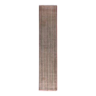 Vintage Midcentury Beige-Brown Pink and Green Wool Runner by Rug & Kilim For Sale