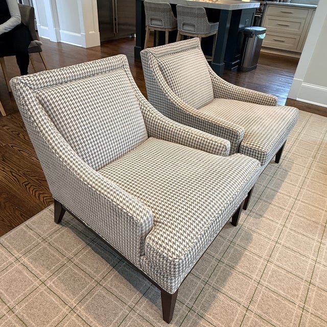 Transitional Pair Mitchell Gold Houndstooth Chairs For Sale - Image 3 of 12