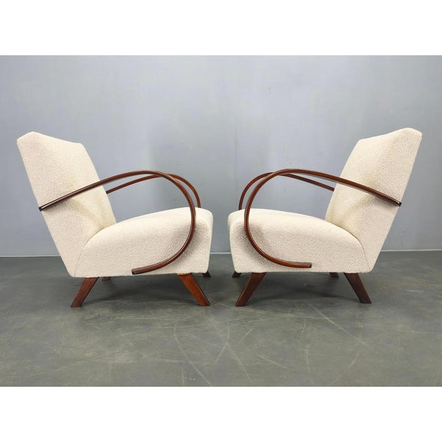 Wood Art Deco Armchairs by J. Halabala, 1940s, Set of 2 For Sale - Image 7 of 9