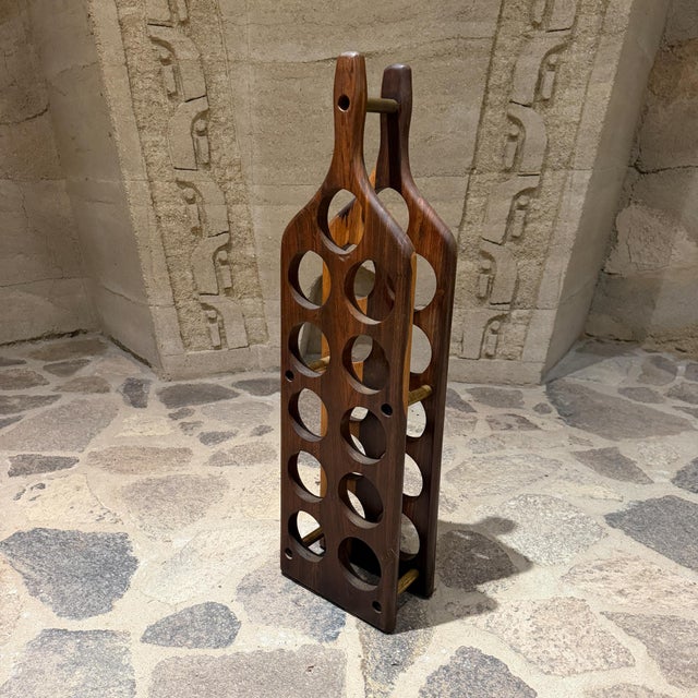 Vintage Wine Rack by Don S. Shoemaker Rosewood & Brass Mexico 1960s Mid Century For Sale - Image 14 of 14