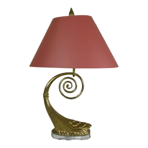 1980s Chapman Art Nouveau Brass Table Lamp on Lucite Base, 1987
