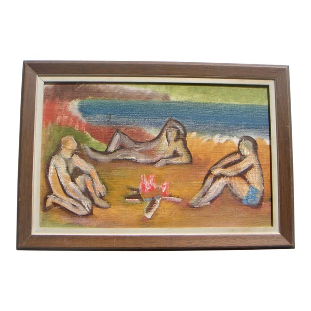 Vintage Expressionist Oil Painting For Sale